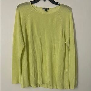 Eileen Fisher Yellow Crew Neck Sweater Lightweight Knit Linen